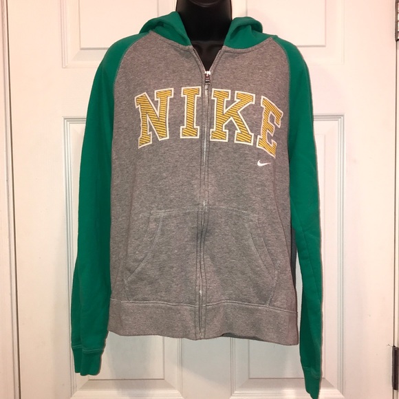 Nike Tops - Nike Full Zip Hooded Jacket Gray & Green
